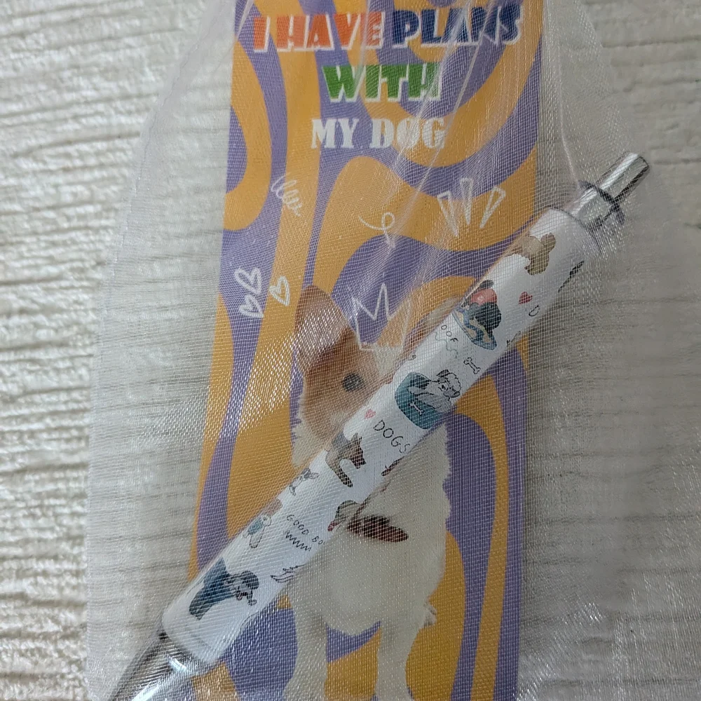 Dog-Themed Pens Gifts Qty 6, Cute Click Pens And Bookmark In Organza Mesh Bags
